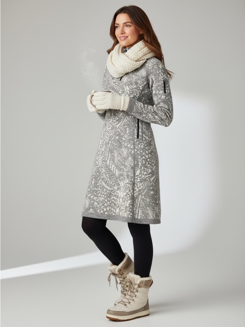 Title Nine Gray Merino Wool Knit Sweater Dress